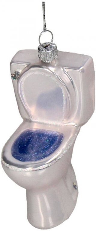 HD CollectionGlazen kerstornament kerst hanger toilet pot wc 9.6 cm