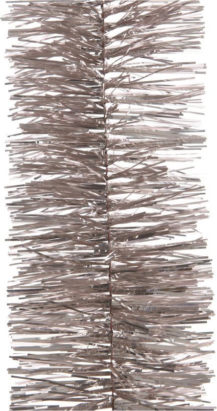 Kerstslinger Lametta - glanzend poederroze - 270cm