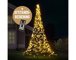 Lumedi 640 - 4 meter - LED Kerstboom Buiten - Incl. Deelbare mast - Vlaggenmast Verlichting - 640 Warm Wit Led Lampjes - Afstandsbediening - Kerstverlichting voor buiten