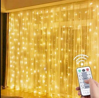 Gordijn 300 Led Licht 3x3 Meter • Ramen 300 Led Licht • Kerstverlichting • Kerstversiering • 3x3 meter • LED gordijn • Binnen verlichting • Trouwfeest verlichting • Met afstandsbediening • USB • Haken