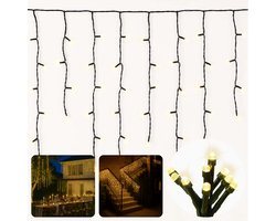 Cheqo® Ijspegel Verlichting - LED Ijspegel - 90 LED Lampjes - 3 Meter Lang - Wit Licht - Binnen En Buiten - Lichtgordijn - IP44 Adapter - Energiezuinig - Kerstverlichting - Raamdecoratie - Muurdecoratie - 3.6W Verbruik - 3V 15mA