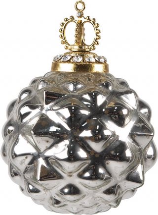 Clayre & Eef Kerstbal Overig Ø 8 cm Zilverkleurig Glas Kerstballen