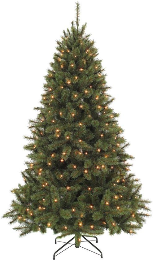 Triumph Tree Bristlecone Kunstboom - Kerstboom met 144 Warm Witte LED Lampjes - Kerstversiering voor Binnen - Scharnierconstructie voor Snelle Opbouw - H155 x Ø99 cm - Groen