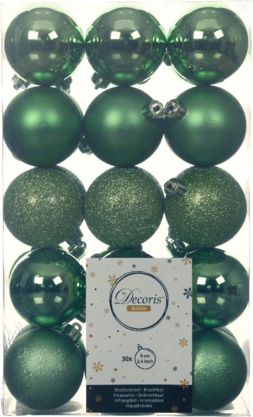 Decoris kerstballen - 30x st - groen - D6 cm - kunststof - kerstversiering