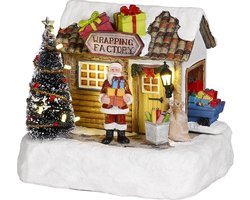LuVille Kerstdorp Miniatuur Inpakfabriek - L17 x B13 x H14 cm