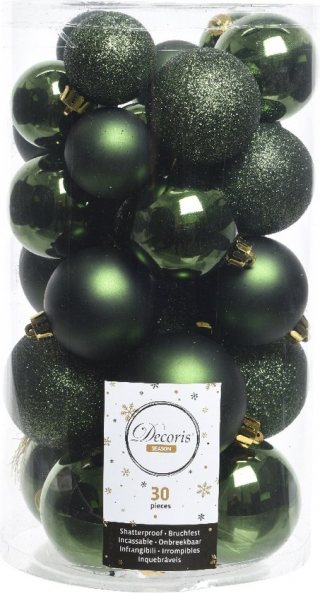 Kerstballen set 30-delig | kunststof/onbreekbaar | dennengroen | diverse maten