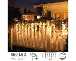 IJspegel verlichting buiten - Lichtgordijn - Ijspegelverlichting - Ijspegel verlichting - 360 LED's - 12 meter - Warm wit