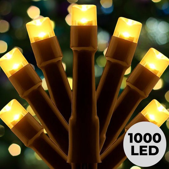 Lomera Kerstboomverlichting - Kerstverlichting - Kerstlampjes Maxi Cluster - 1000 Led - 15 Meter - Extra Warm Wit - Timer Functie - Lichtfuncties - Geheugen - Buitenverlichting - Kerstverlichting Binnen - Ip44 - 8 Lichtstanden