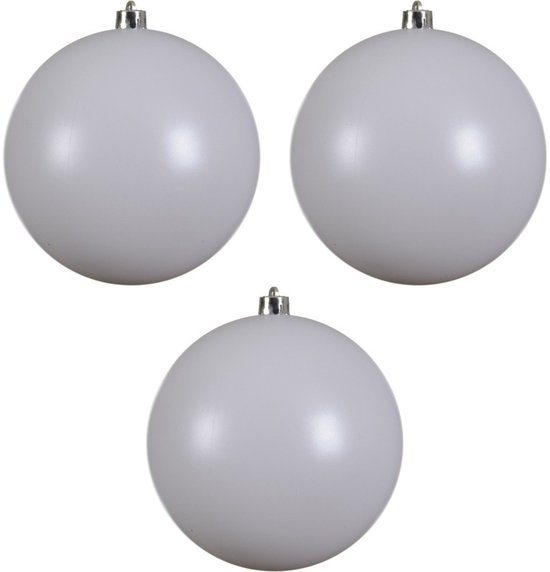 Decoris Kerstbal - 3x - wit - groot - 20 cm - kunststof - mat - kerstversiering