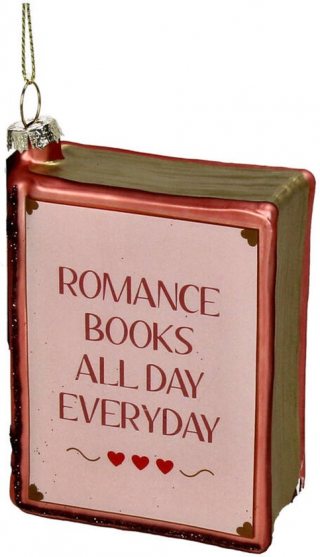 HD Collection – Glazen Kerstornament Hanger – Romantiek Boek Design – Roze – 11,4 cm – Sfeervolle Kerstdecoratie
