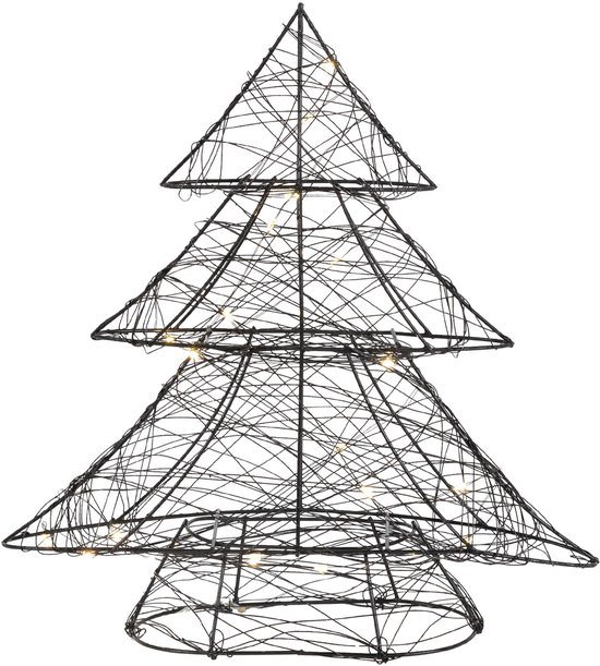 Deco Kerstboom met 20 Warmwitte LED's Zwart Metaal