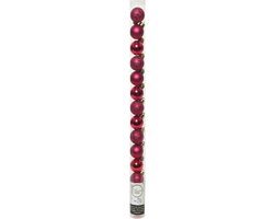Decoris Mini kerstballen - 14x st - bessen roze - D3 cm - kunststof - kerstversiering