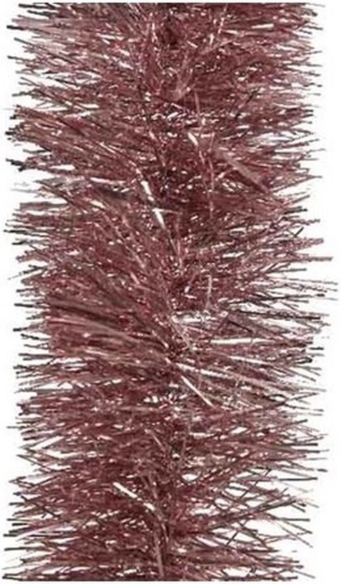 Decoris kerstslinger - oudroze - 270 x 10 cm - folie/tinsel - lametta slingers
