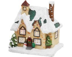 Kerstdorp - kersthuisjes - huisje met verlichting - 9 x 11 x 12,5 cm- Kerstdecoratie