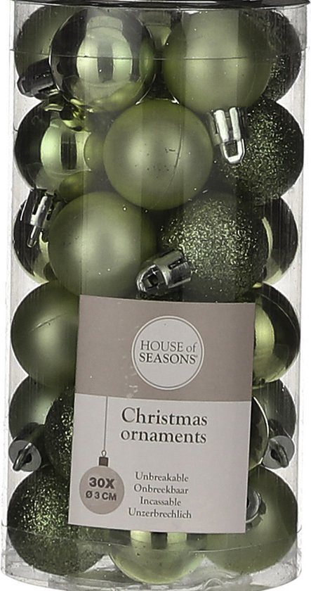 House of Season Kerstballen - 30st - kunststof - donkergroen - 3cm