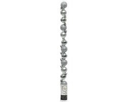 Decoris Kleine kerstballen - 14x stuks - zilver - 3 cm - kunststof - onbreekbaar