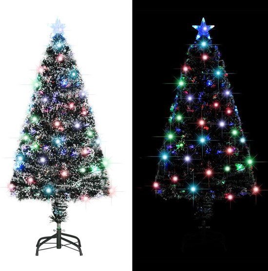 vidaXL - Voorverlichte - kerstboom - met - standaard - en - LED - 120 - cm - glasvezel