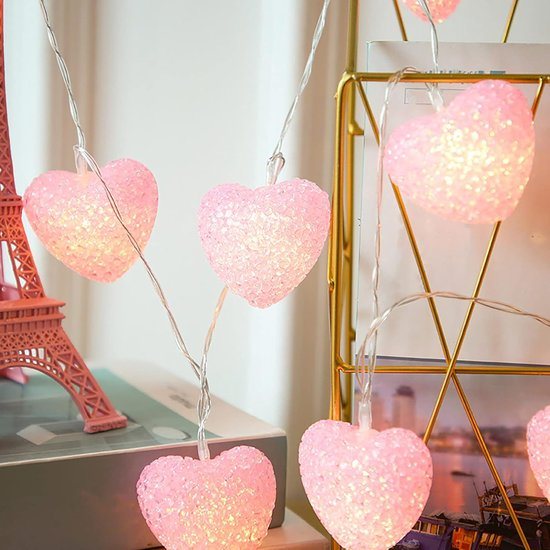Grote Hartvormige Lichtslinger 3 Meter 20 Leds Batterij Bediend Roze Twinkelverlichting Voor Valentijnsdag Moederdag En Slaapkamer Decoratie Feestelijke Fairy Lights Voor Thuis