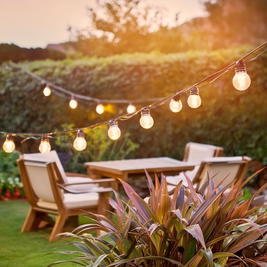 Calex Lichtsnoer 10m - Lichtslinger voor Buiten - Tuinverlichting - Terrasverlichting Warm Wit Licht