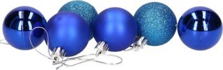 Gerimport Kerstballen - 6x stuks - blauw - D4 cm - kunststof - mat/glans/glitter - kerstversiering