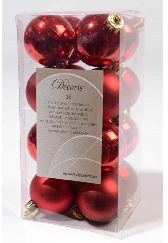 Decoris kerstballen – 16 stuks – kunststof - 4cm