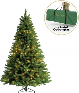 Ozocozy Kunstkerstboom - Kerstboom - 150 cm - Kunstkerstboom met LED-verlichting - Kerstboom met verlichting - 280 LED lampjes - 580 Takken - Kerst - Inclusief opbergtas