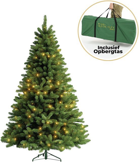 Ozocozy Kunstkerstboom - Kerstboom - 150 cm - Kunstkerstboom met LED-verlichting - Kerstboom met verlichting - 280 LED lampjes - 580 Takken - Kerst - Inclusief opbergtas