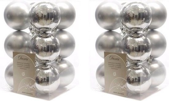 Decoris kerstballen - 24x st - zilver - D6 cm - kunststof - mat/glans - kerstversiering