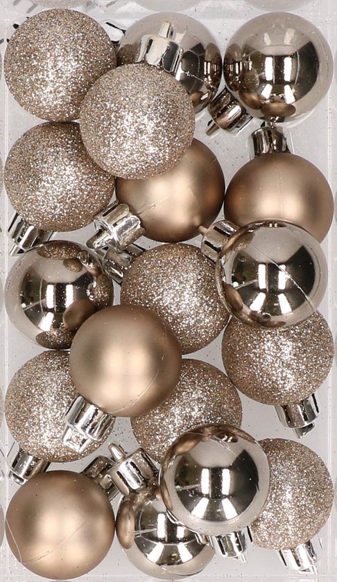 Cosy & Trendy Kleine kerstballen - 20x pcs - champagne - D3 cm - kunststof - kerstversiering