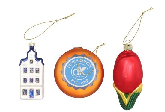 Daan Kromhout -set van 3 glazen kerst ornamenten - Hollands Glorie - Kerstballen - Kerst