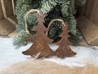 Het Bloemenerf - Set van 2 landelijke roest kerstboomhangers / kerstboom / kersthanger / decoratie