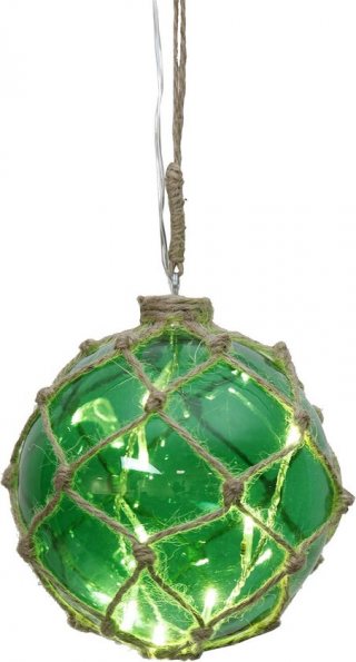 Decoratieve Glazen Bol met Groene LED Verlichting en Garennet - Diameter 14 cm