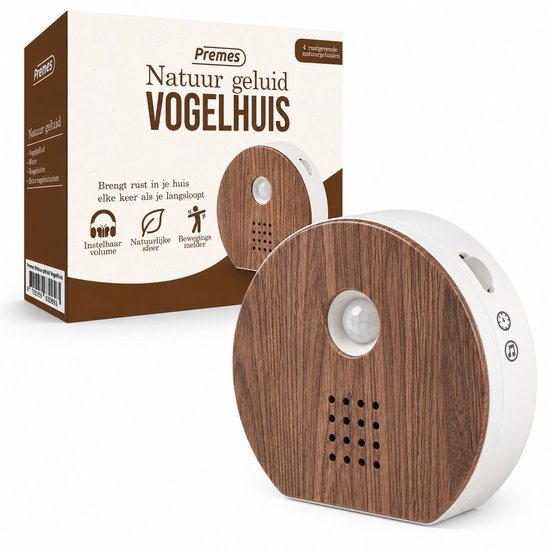 Premes - Vogelhuisje met Geluid - Inclusief batterijen - 4 Verschillende Geluiden - Vogelgeluiden Huisje Met Sensor - Voor Op Toilet - Woonkamer - Keuken - Beeldjes - Soundbox - Vogels - Jungle - Oceaan - Natuur - Vogelgeluiden Huisje - Bird Box
