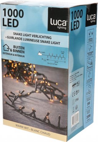 Luca Lighting kerstverlichting - 20 meter lichtsnoer - 1000 lampjes extrawarm wit - flashfunctie
