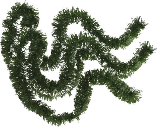 Kerstslinger - 2x stuks - glitter groen - folie - 180 x 7 cm - kerstboom versiering/guirlandes