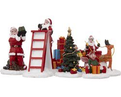 Feeric lights Kerstdorp accessoires - miniatuur figuurtjes - poppetjes/kerstman