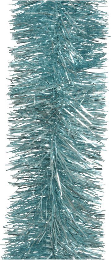 1x stuks kerstslingers ijsblauw (blue dawn)  270 x 7 cm - Folie lametta guirlandes/slingers kerstversiering