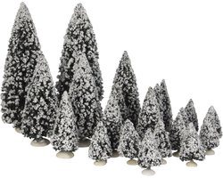 LuVille Kerstdorp Miniatuur Evergreen Bomen - 21 Stuks - H22 x Ø8 cm