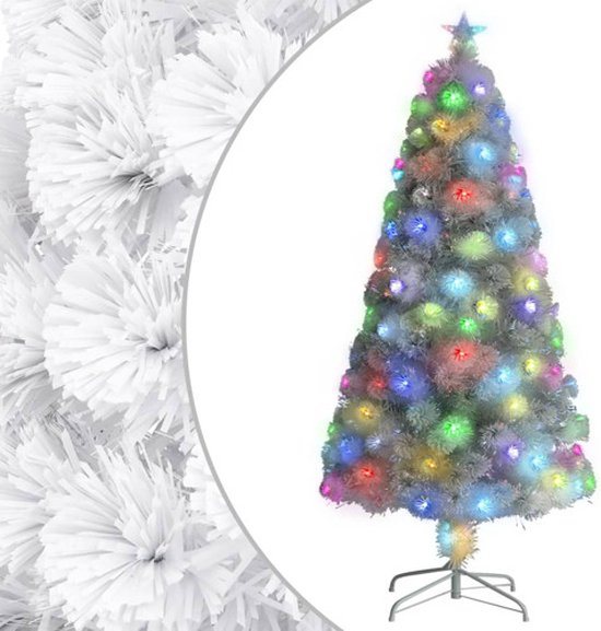 vidaXL - Kunstkerstboom - met - verlichting - 120 - cm - glasvezel - wit