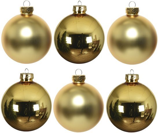 Decoris Kerstballen - 6x stuks - goud - D8 cm - glas - glans en mat - kerstversiering - Kerstboomversiering