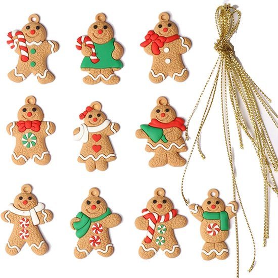 Kleine Koekemannetjes - 10 Kersthangers voor Kerstdecoratie - Kleine Peperkoek Mannetjes - 39MM