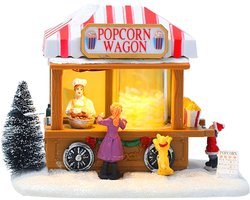 Kerstdorp Verzamelbare Gebouwen - Popcorn Huis met LED Licht & Muziek USB - Binnen Chalet Figuren Decoratie - Kerst Binnenversiering