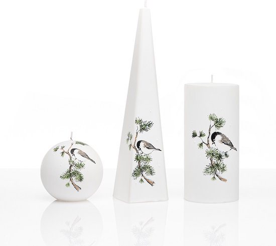 Kaarsen - Set Handgeschilderd -vogels - cadeau