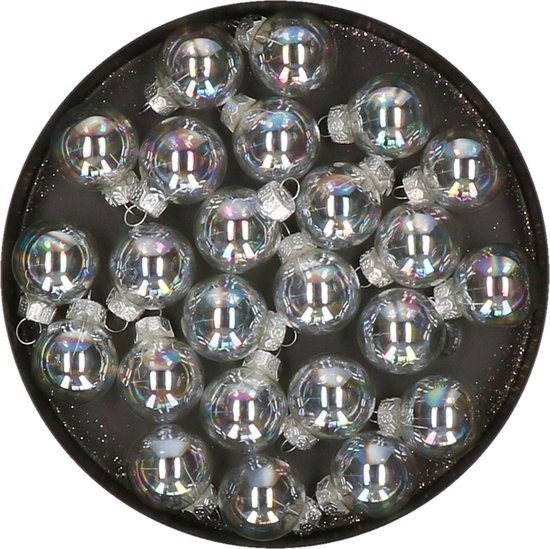 Othmar Decorations mini kerstballen - 24x st - transparant parelmoer - glas - 2,5 cm