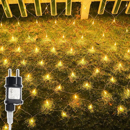 LED Netverlichting Lichtnet - Warm Wit 2x2M - Kerstverlichting Lichtnetten - Lichtgordijn - Tuinverlichting - Boomverlichting - IP44 Voor binnen & buiten