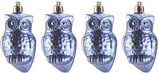 16x Kersthangers figuurtjes blauwe uilen 9 cm - uilen thema kerstboomhangers - kerstboomversiering