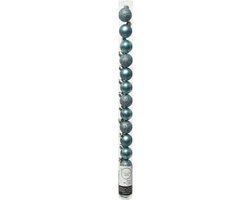 14x stuks mini kunststof kerstballen ijsblauw (blue dawn) 3 cm - glans/mat/glitter - Kerstboomversiering