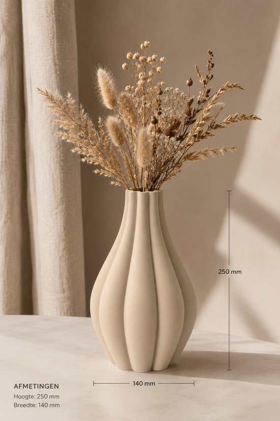 Design Vaas 25 cm – Organische Japandi Vaas – Scandinavische Minimalistische Woondecoratie