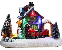 Sfeervol Kerstdorp Huis met LED-Verlichting - Miniatuur Kerstdecoratie Beeldje voor Binnen