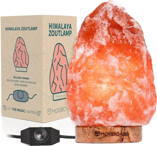 Dimbare Zoutlamp 2-3KG Himalayazout– Tafellamp – Sfeerlamp – Zoutsteen Nachtlampje – Dimbaar – Incl. E-book – Cadeau